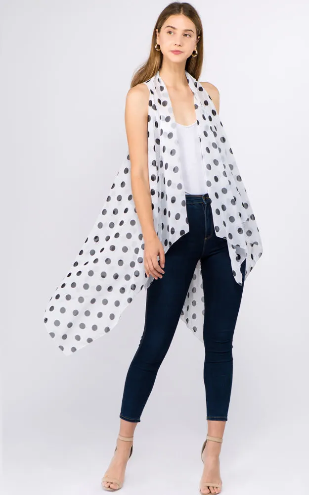 VP1C40 Polka-dot Printed Scarf Long Vest