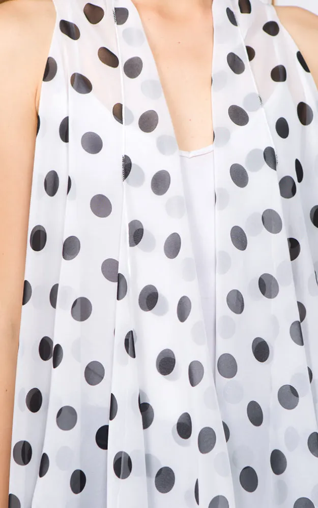 VP1C40 Polka-dot Printed Scarf Long Vest