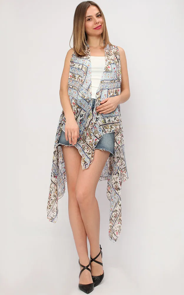 VP9281 Floral Printed Scarf Vest