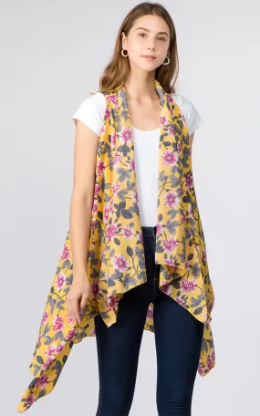 VP93B8 Daisy Floral Long Scarf Vest