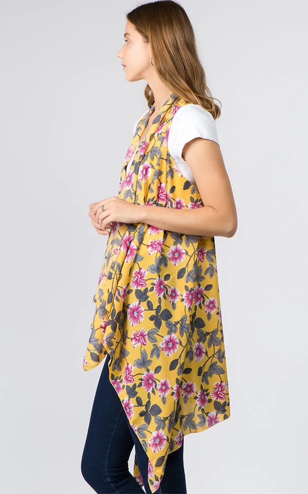 VP93B8 Daisy Floral Long Scarf Vest