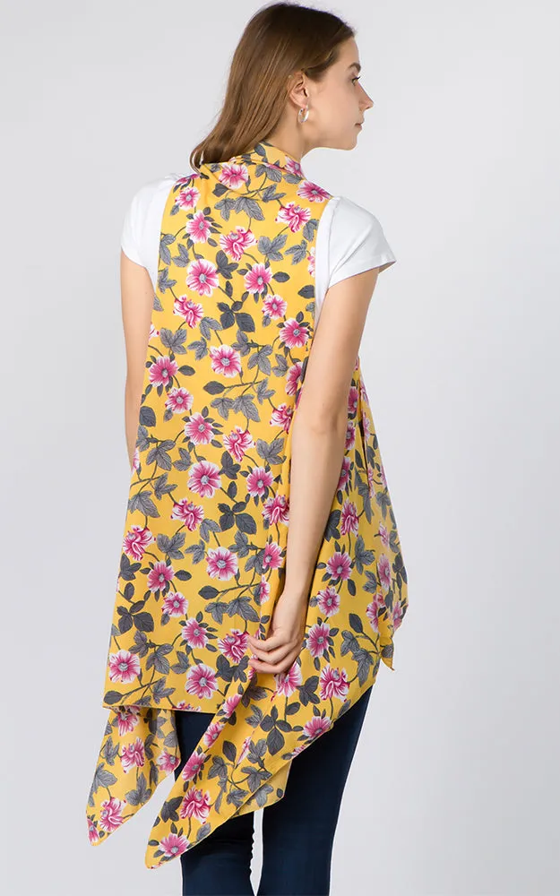 VP93B8 Daisy Floral Long Scarf Vest