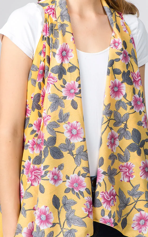 VP93B8 Daisy Floral Long Scarf Vest