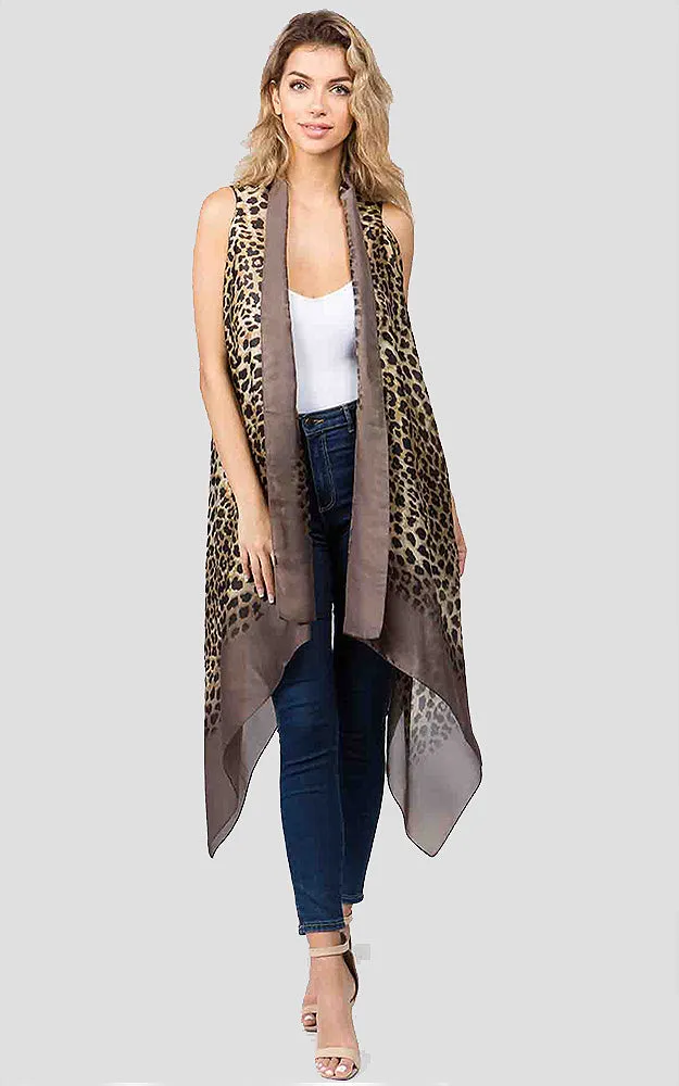 VP9431 Silky Leopard & Border Scarf Vest