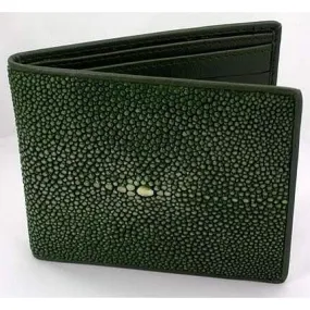 White Pearl Green Polished Stingray Wallet