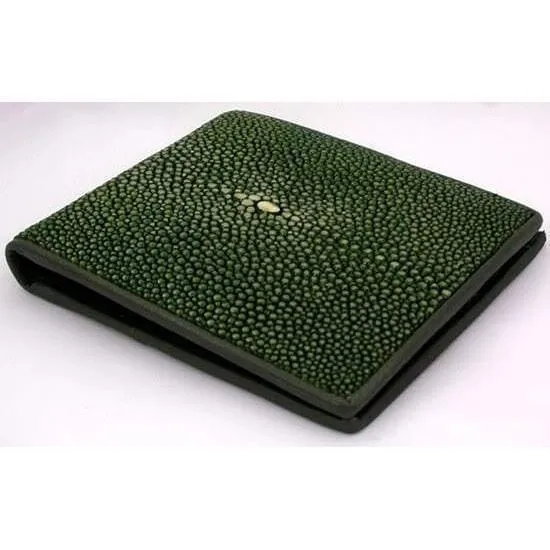 White Pearl Green Polished Stingray Wallet