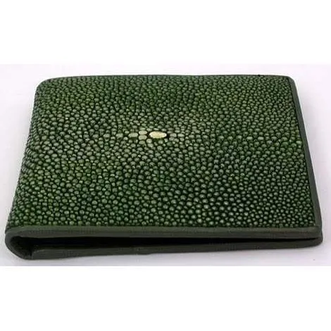 White Pearl Green Polished Stingray Wallet