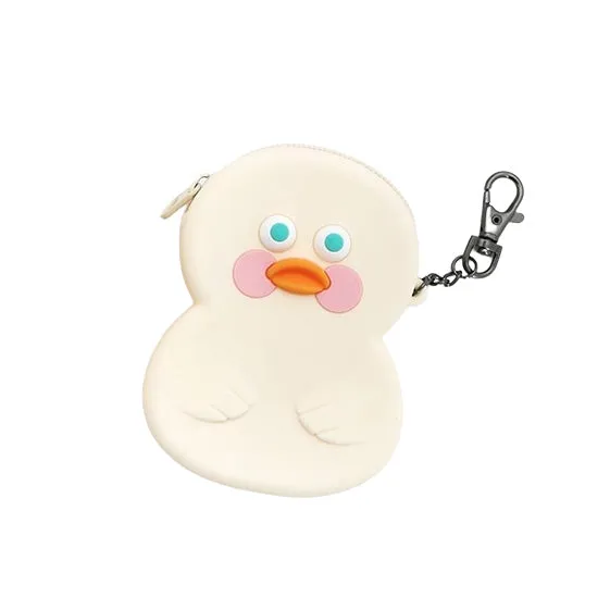 White Yellow Cute Duck Silicone Pouches Purses Mini Handbags Cosmetics Coin Wallets Womens Girls Waterproof