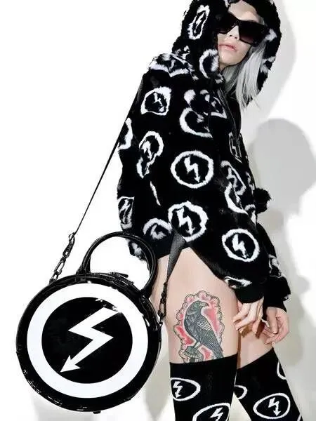 Women Punk Dark Skull Moon Head Round Handbag