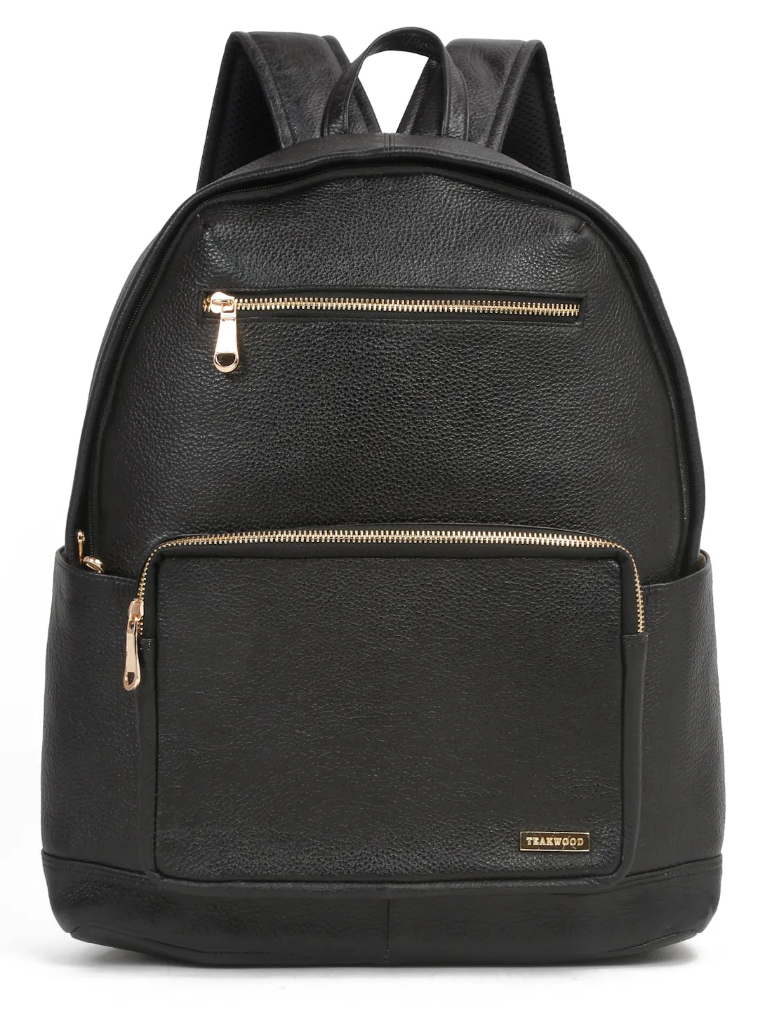 Women's BLACK textured Leather backpack