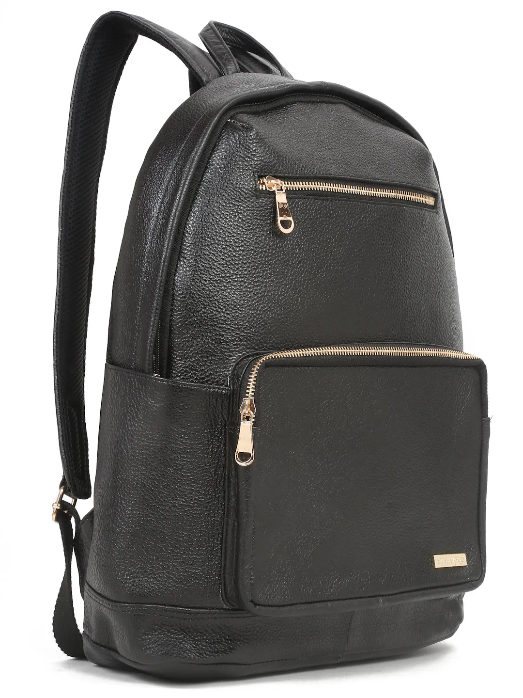 Women's BLACK textured Leather backpack