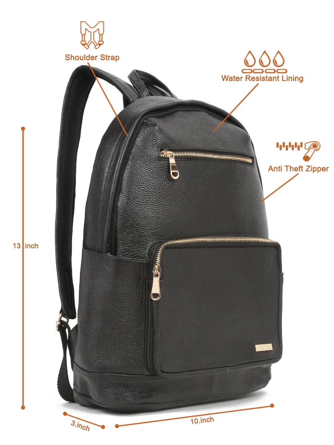 Women's BLACK textured Leather backpack