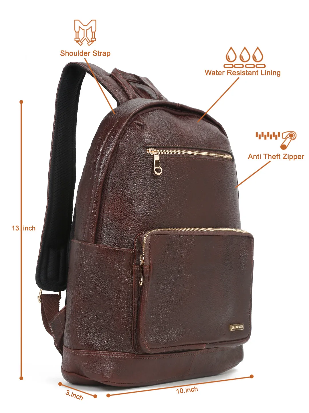 Women's BROWN textured Leather backpack