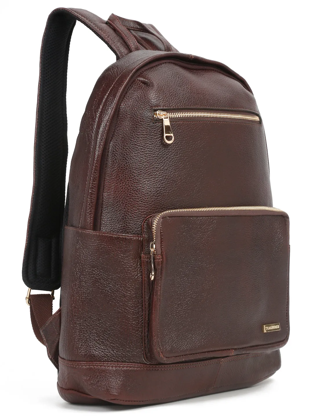 Women's BROWN textured Leather backpack