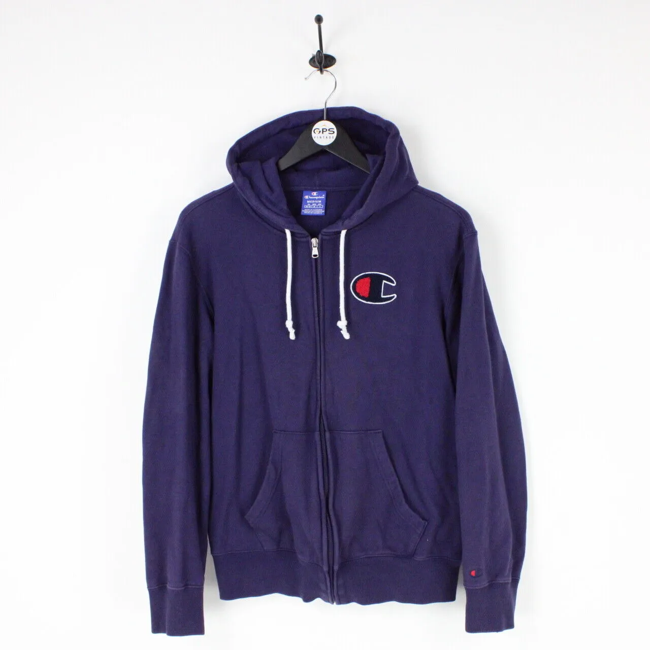 Womens CHAMPION Hoodie Navy Blue | Medium