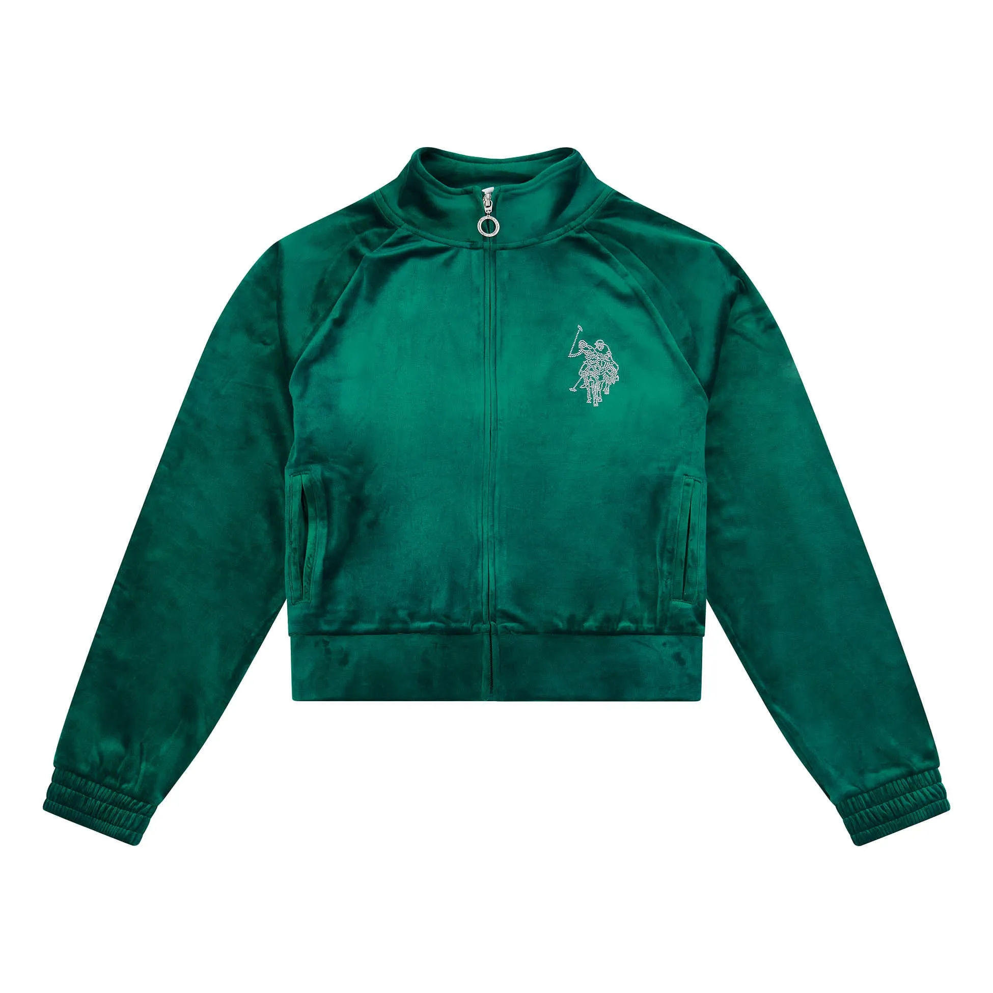 Womens Velour Diamante Zip-Through Hoodie in Ponderosa Pine