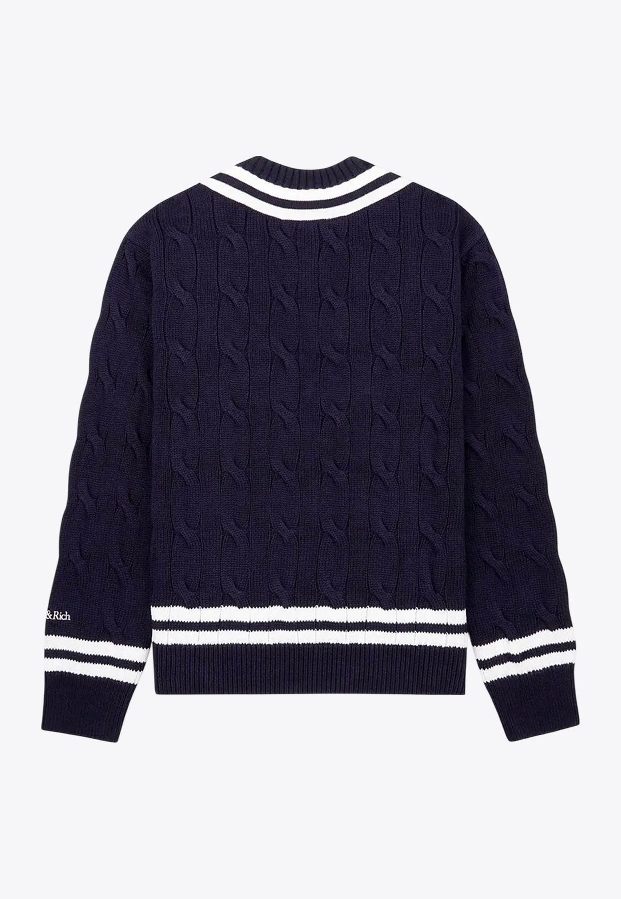 Yankees Serif Cable Knit V-neck Sweater