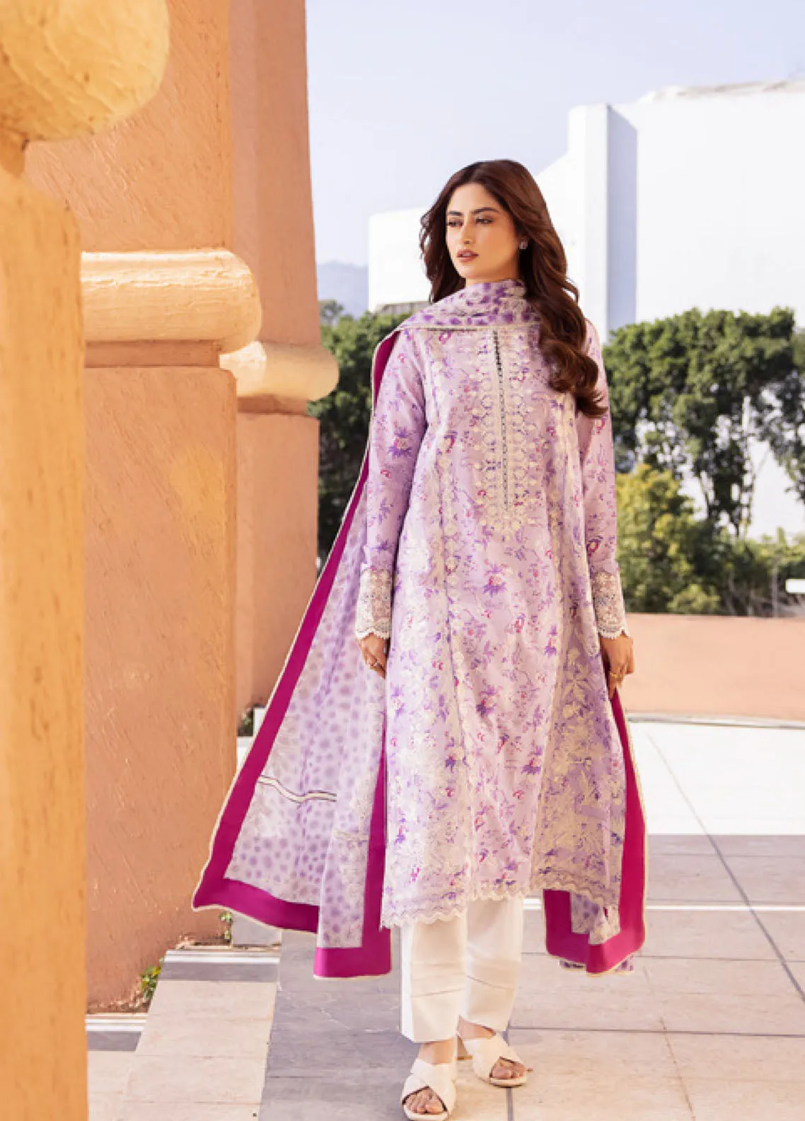 Zaha By Khadija Shah Embroidered Lawn 3 Piece Unstitched Suit ZH24EL D-10A