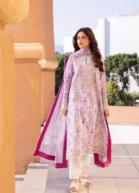 Zaha By Khadija Shah Embroidered Lawn 3 Piece Unstitched Suit ZH24EL D-10A