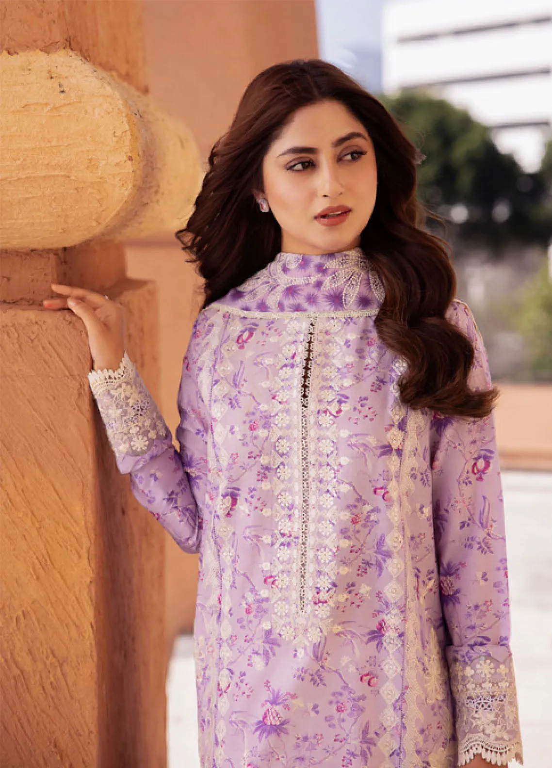 Zaha By Khadija Shah Embroidered Lawn 3 Piece Unstitched Suit ZH24EL D-10A