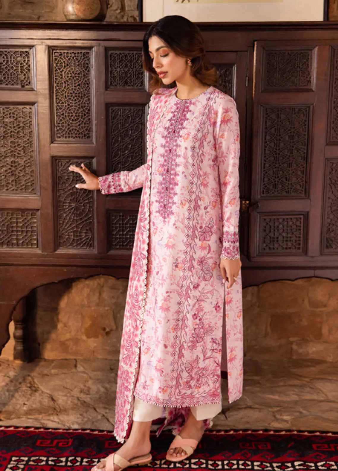 Zaha By Khadija Shah Embroidered Lawn 3 Piece Unstitched Suit ZH24EL D-10B