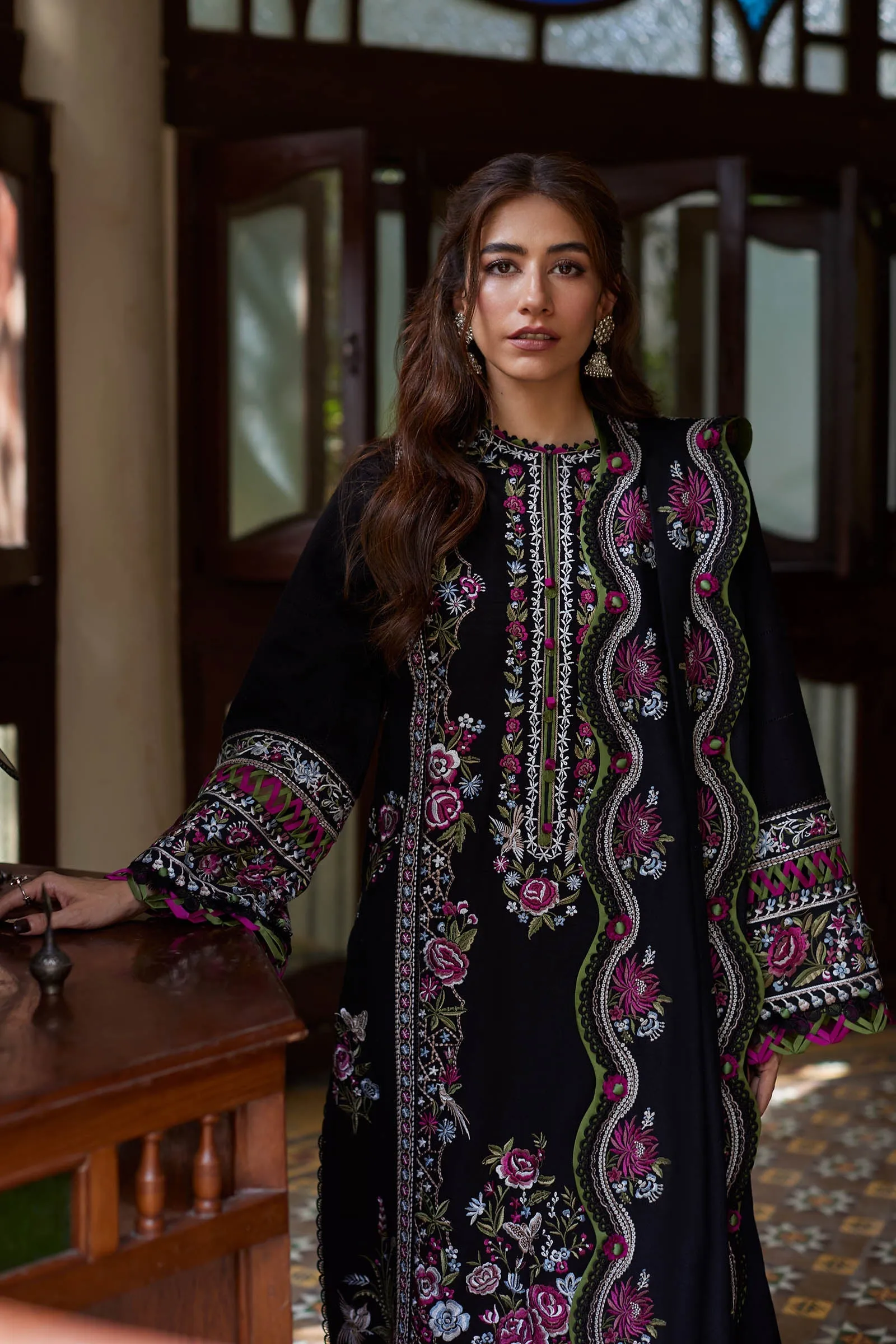 ZAHA by Khadijah Shah Embroidered Khaddar Unstitched 3Pc Suit ZW23-06