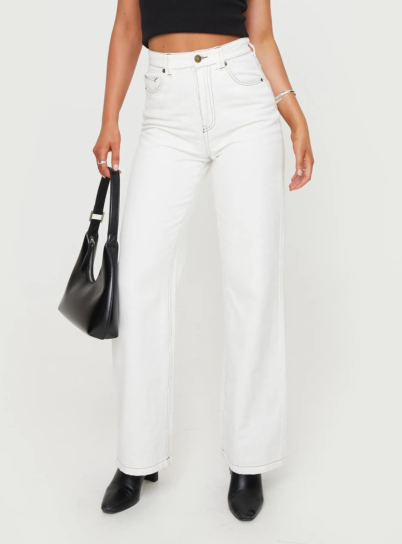 Zephee Wide Leg Jeans Cream